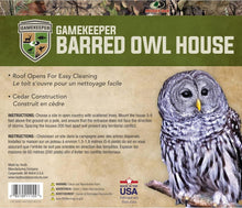 Load image into Gallery viewer, Elevate Your Yard with a 22.5" Cedar Barred Owl House - Perfect for Pest Control