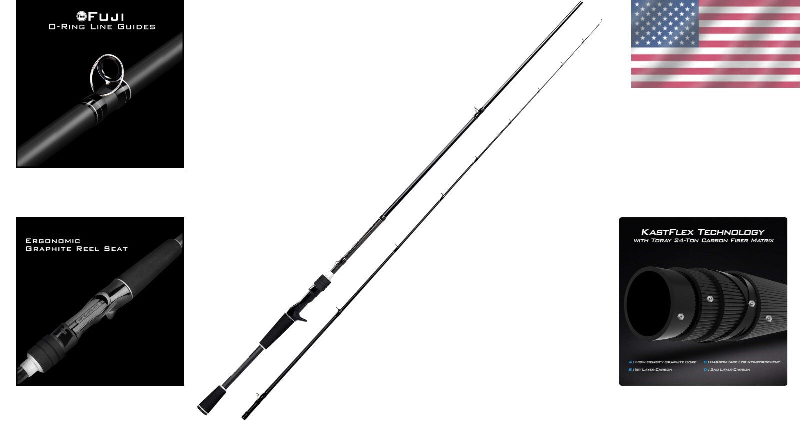 Versatile Perigee II Fishing Rod - Durable Carbon Fiber with Fuji O-Ring Guides