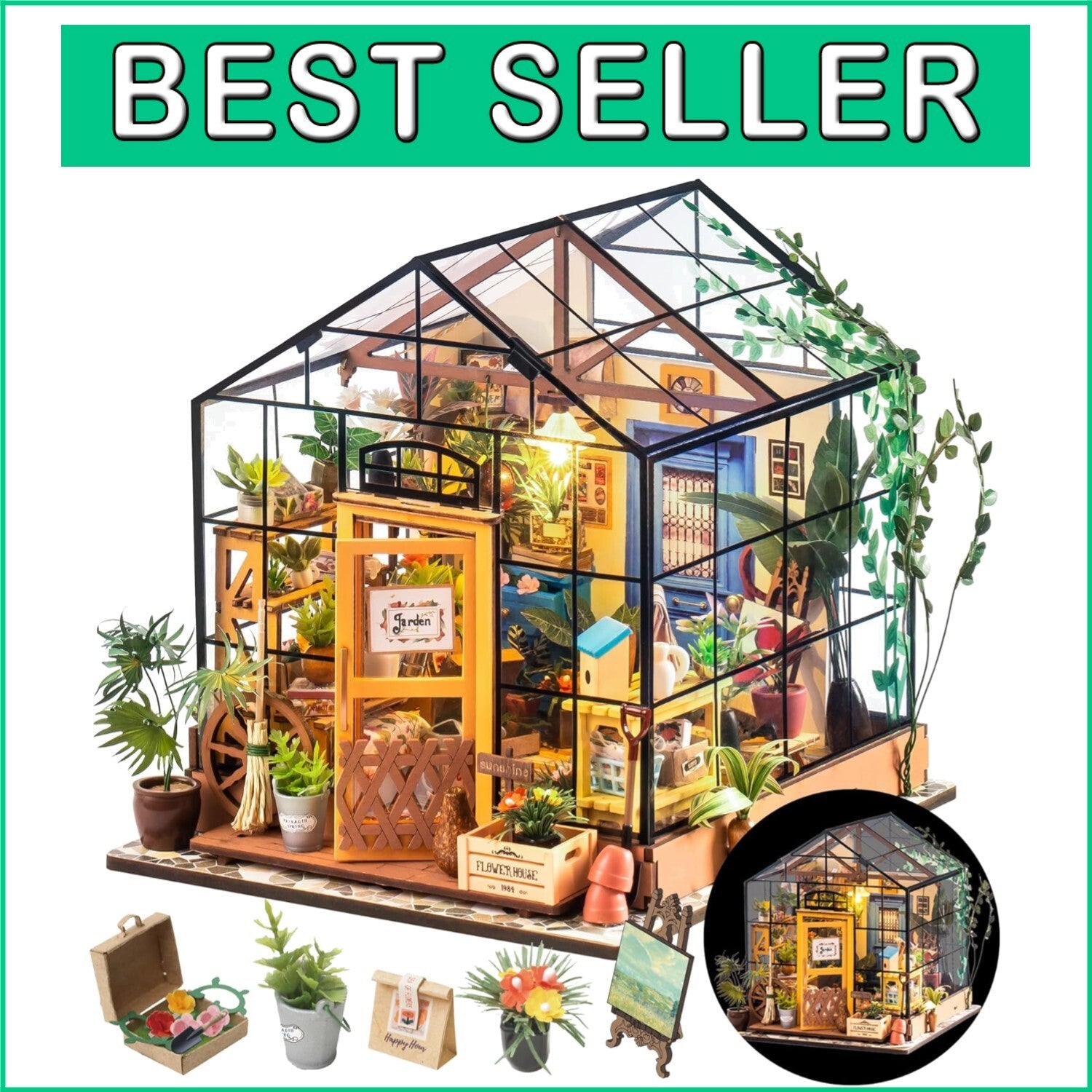 Charming DIY Mini Greenhouse Kit with Furniture: Perfect Gift for Plant Lovers
