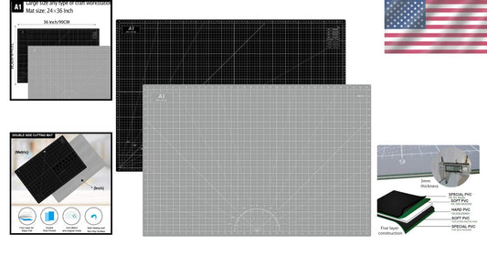 Double-Sided 5-Ply Cutting Board - 24 x 36 Inch Self-Healing Mat for Quilting