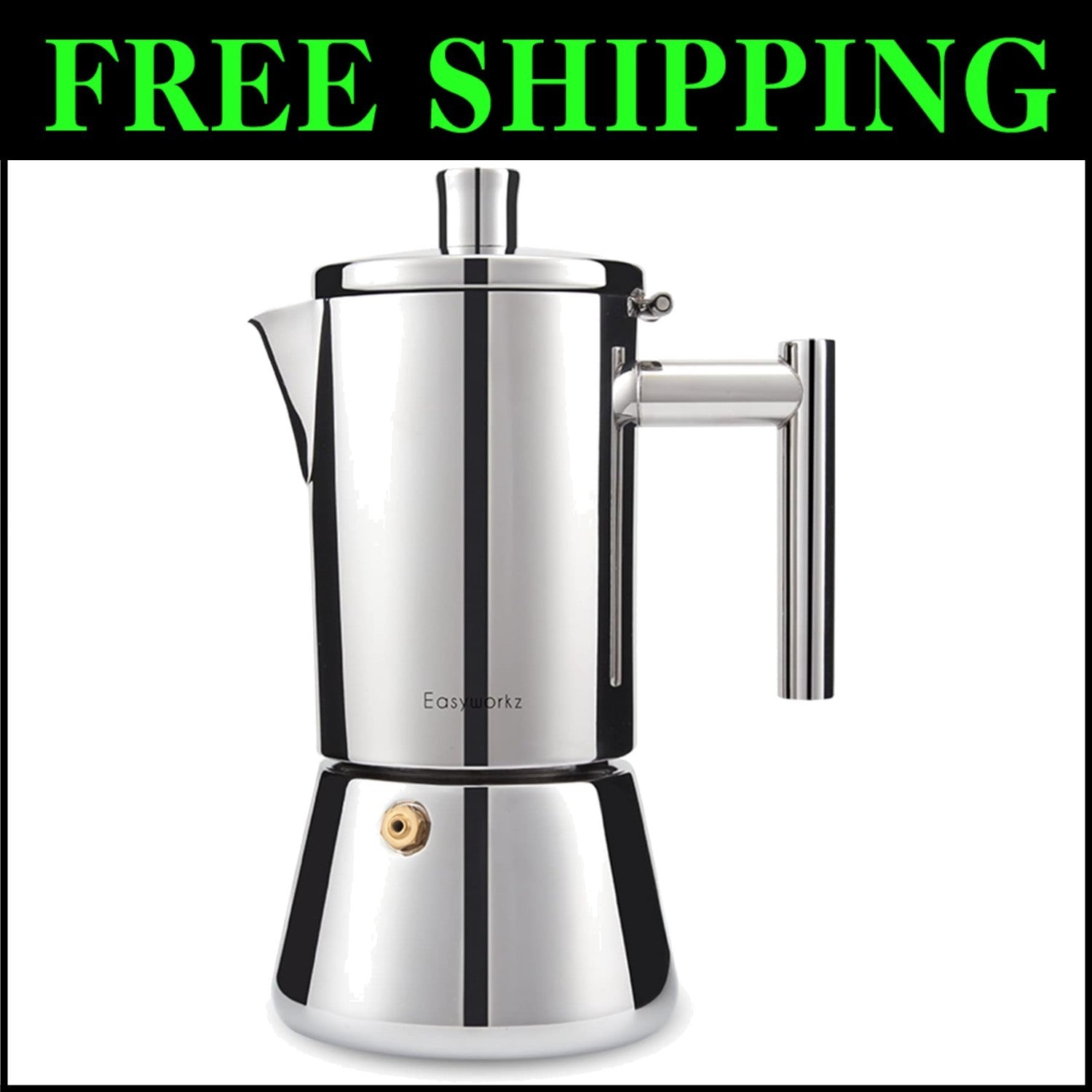 Diego 12-Cup Moka Pot - Stylish Stainless Steel Espresso Maker for All Stovetops