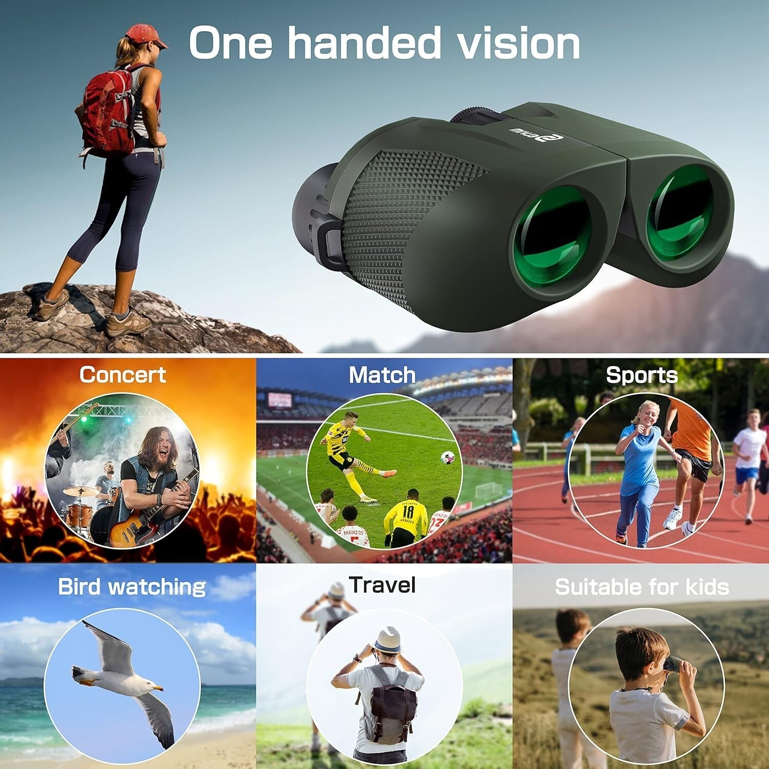 Lightweight 10x25 Binoculars for Kids & Adults - Ideal for Sports & Travel