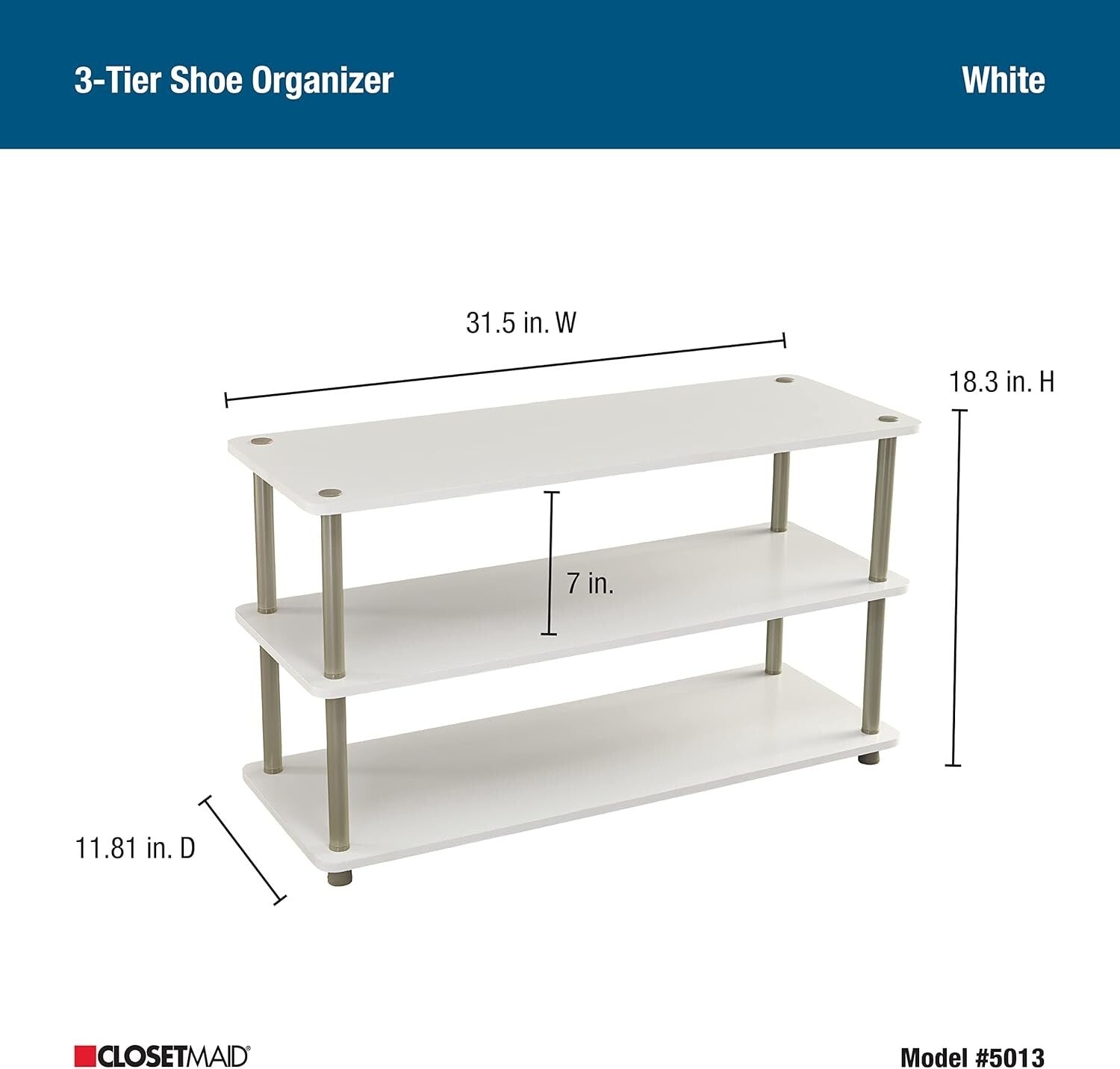Chic 3-Tier Shelf Organizer for Shoes and Accessories in Elegant White Finish