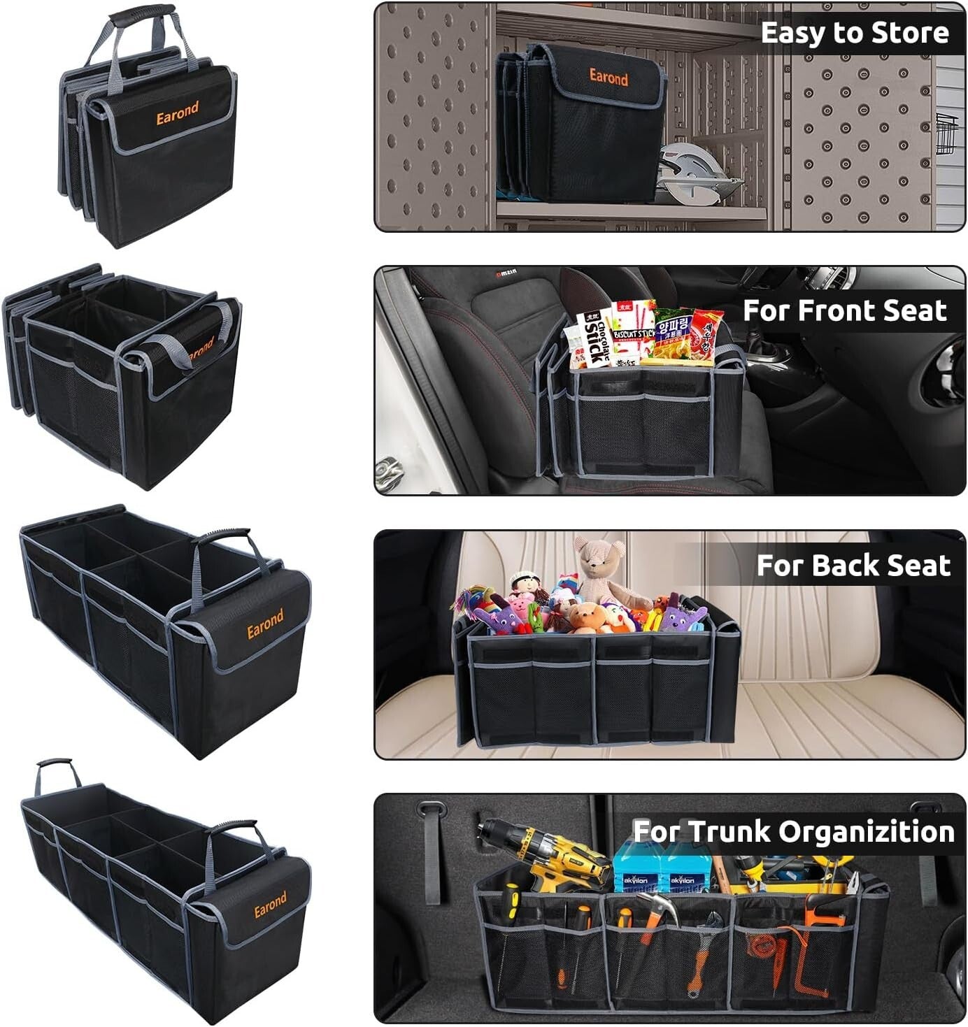 Premium Car Trunk Organizer with Lid - Lightweight & Functional for Safe Travel