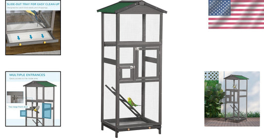 Sturdy 65-Inch Modern Outdoor Bird Cage for All Life Stages - Lockable Design