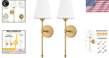 Load image into Gallery viewer, Modern Hardwired Wall Sconces Set of 2 for Bedroom and Bathroom Lighting