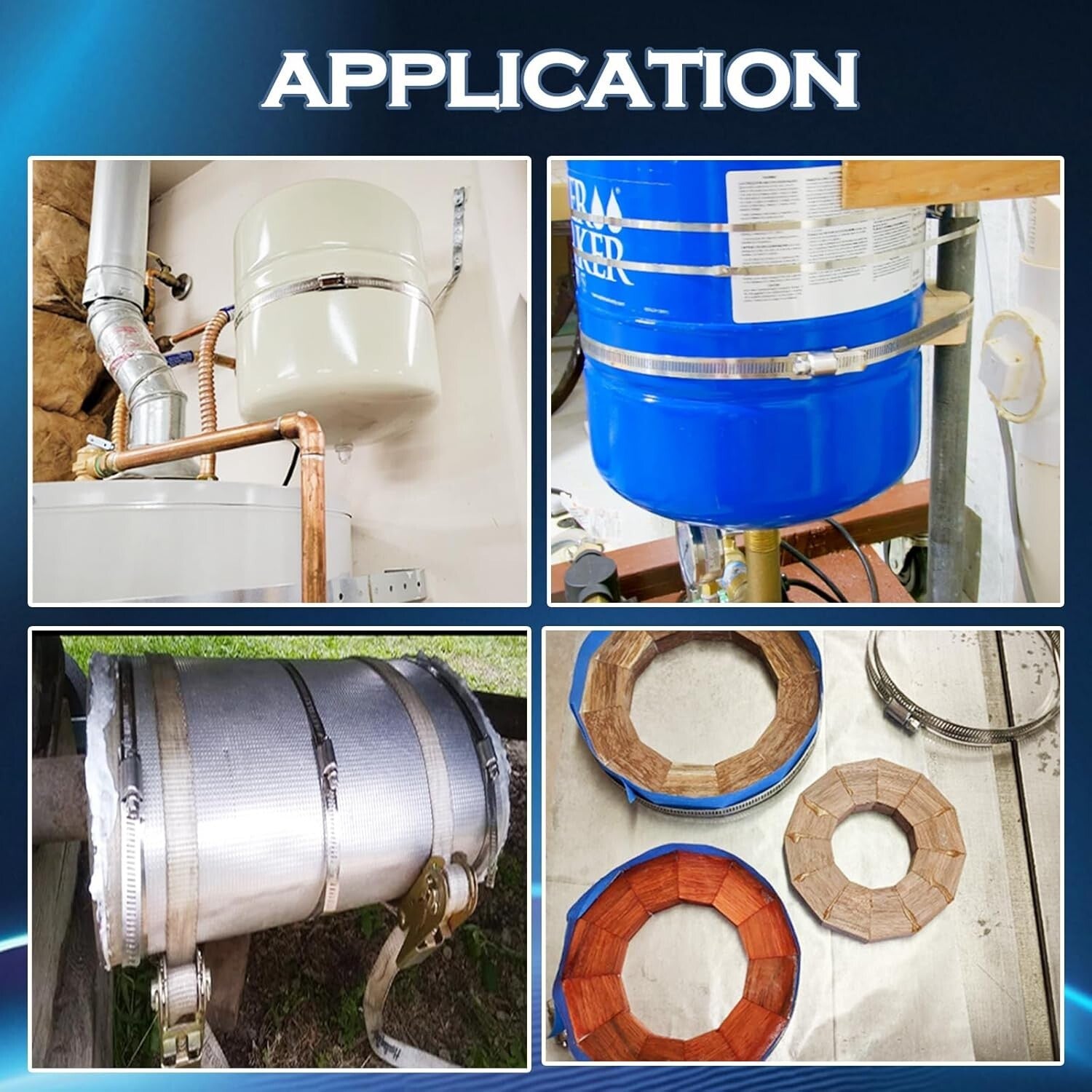 304 Stainless Steel Hose Clamp Kit - 50FT Adjustable Strap & 24 Strong Fasteners