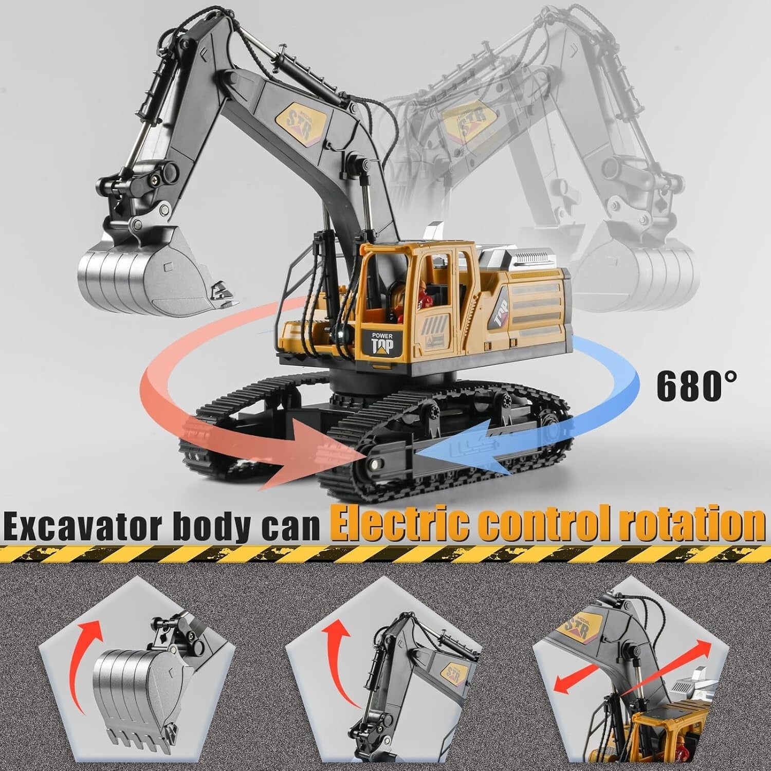 Remote Control Excavator Construction Toy - 360° Rotation & Realistic Features