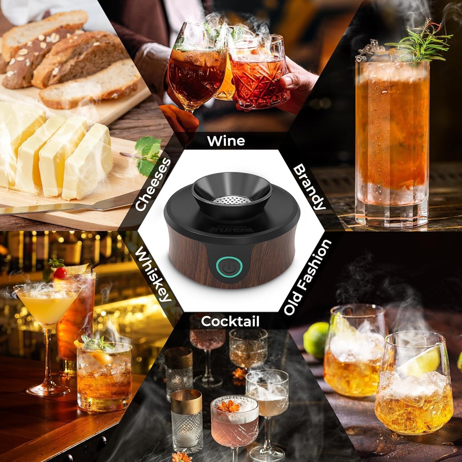 Electric Cocktail Smoker Kit with Torch - Elevate Whiskey & Bourbon Flavors