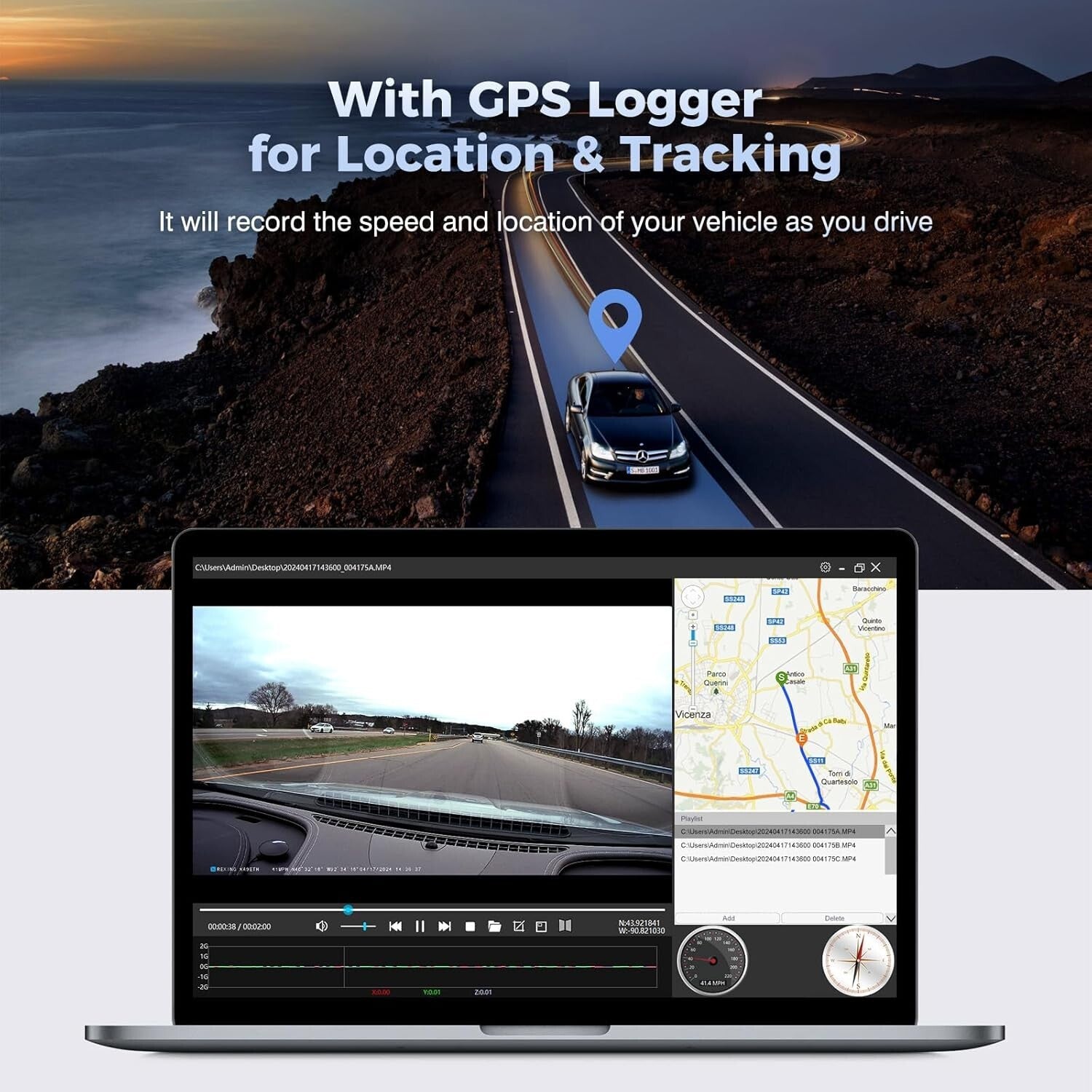 12'' 4-Channel Mirror Dash Cam with 360° View, GPS & Night Vision - 128GB Card