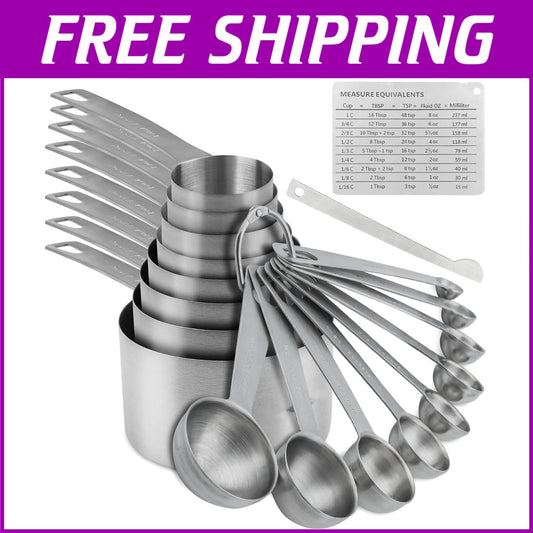 Eco-Friendly Stainless Steel Measuring Cups Set - 19 Pieces for Precise Cooking
