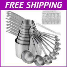 Load image into Gallery viewer, Eco-Friendly Stainless Steel Measuring Cups Set - 19 Pieces for Precise Cooking
