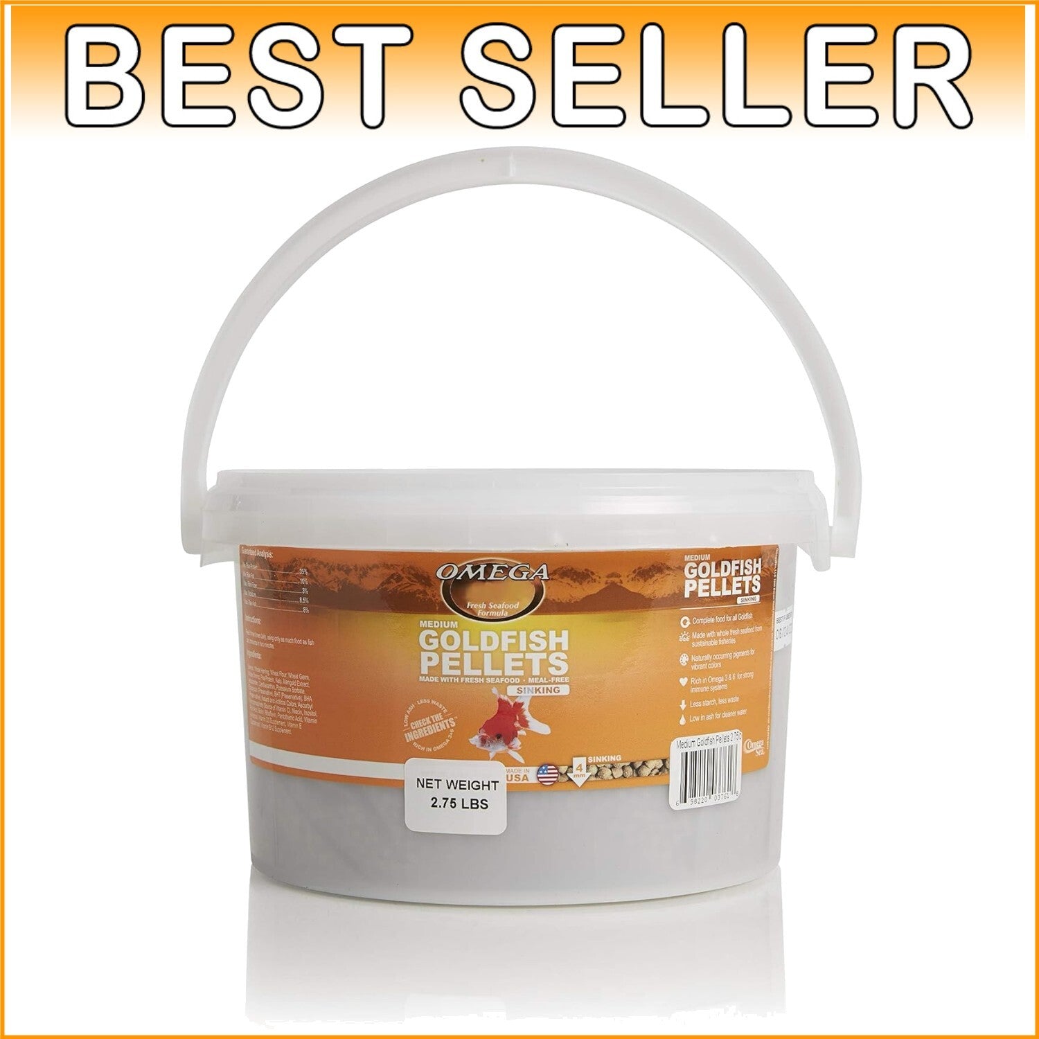 Sustainable Sinking Goldfish Pellets - 2.75 lb Bucket, All Life Stages Nutrition