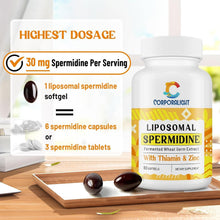 Load image into Gallery viewer, High-Potency 30mg Liposomal Spermidine Supplement - 99% Absorption, 180 Softgels