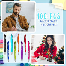 Load image into Gallery viewer, Bulk 100 Retractable Ballpoint Pens with Positive Quotes - Perfect for Gifting