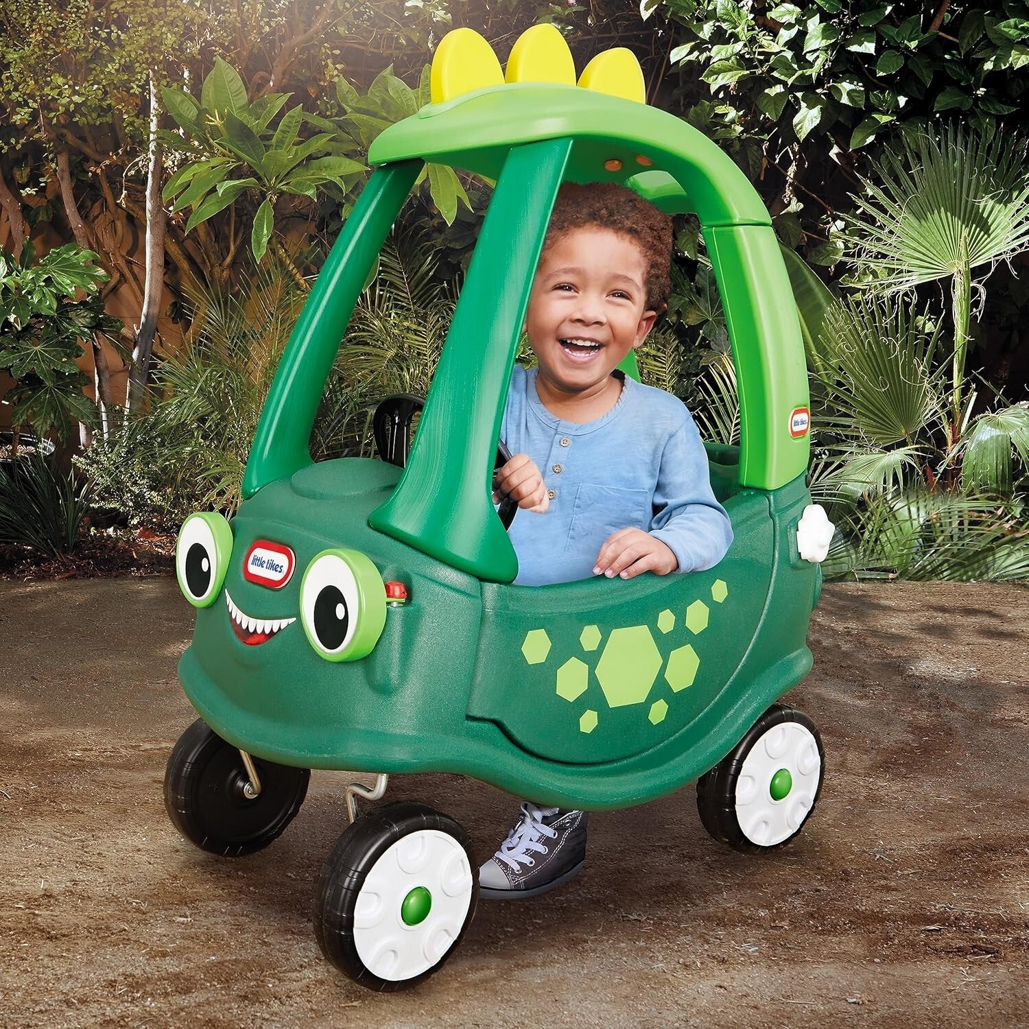 Dinosaur-Themed Cozy Coupe with Push Handle - Ideal for Indoor & Outdoor Fun
