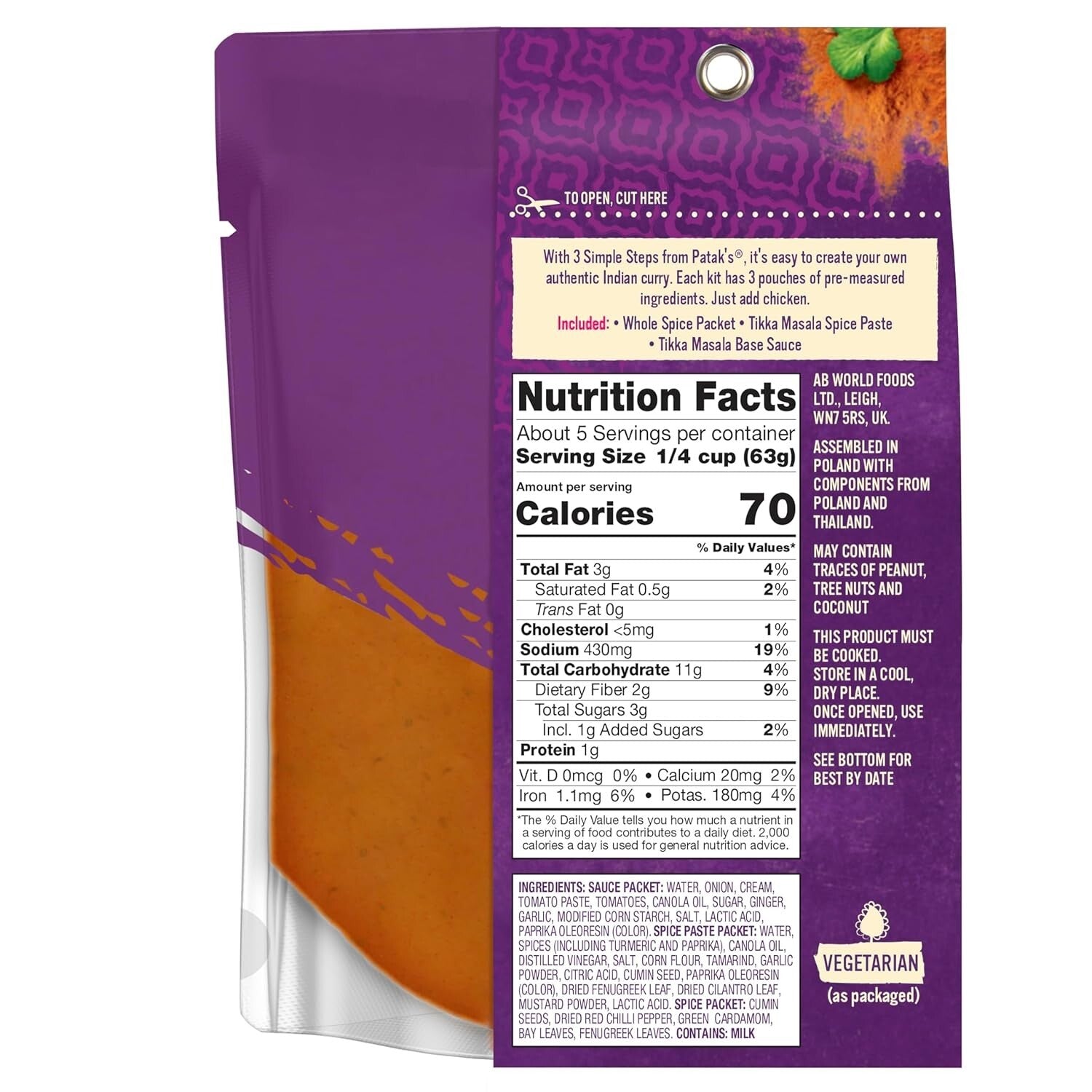 Easy 3-Step Tikka Masala Curry Sauce Kit with Premium Ingredients - 66 oz Total