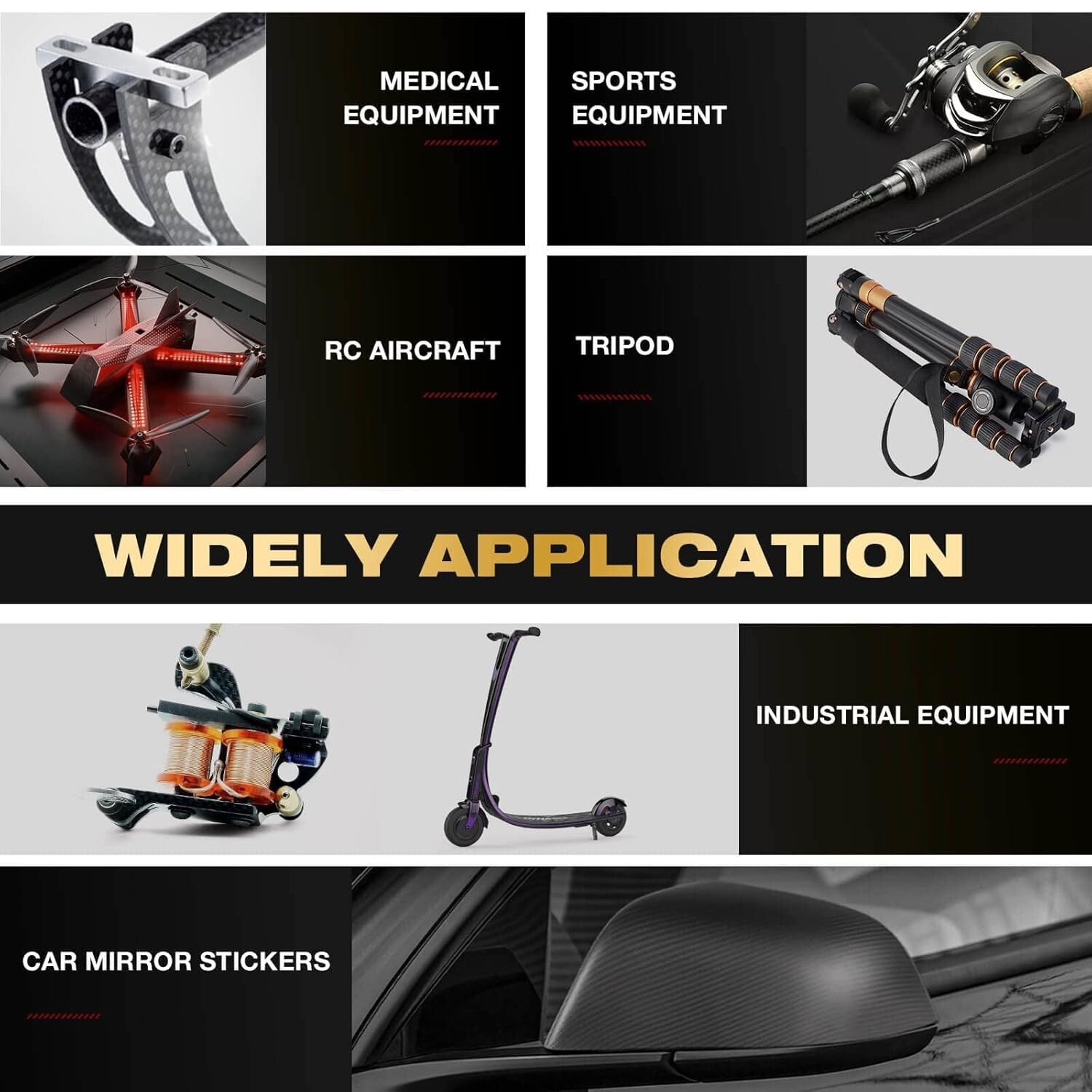 Elegant 4-Pack 37mm Inner Diameter Carbon Fiber Tubes - 500mm Lightweight Design