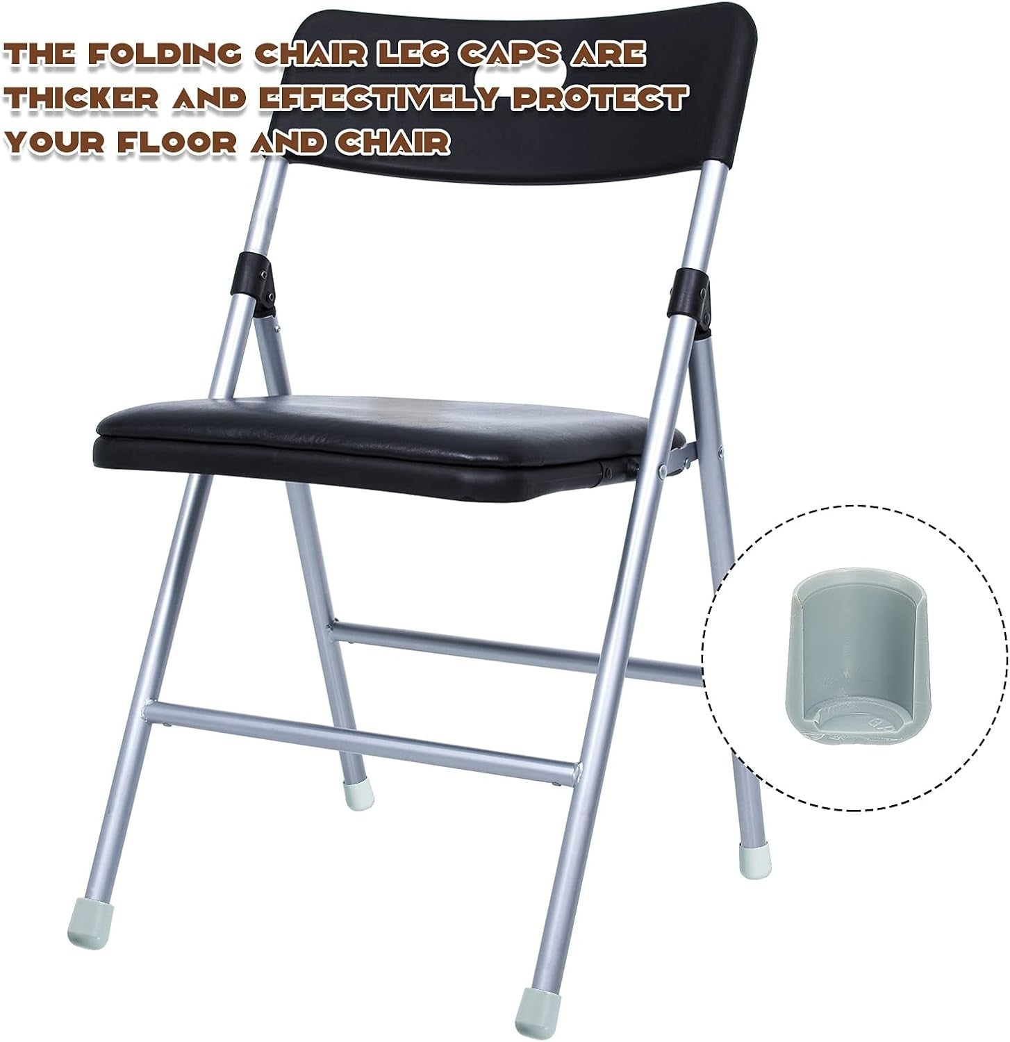 300 Pcs Heavy Duty Grey Folding Chair Leg Caps - Protect Floors Effortlessly