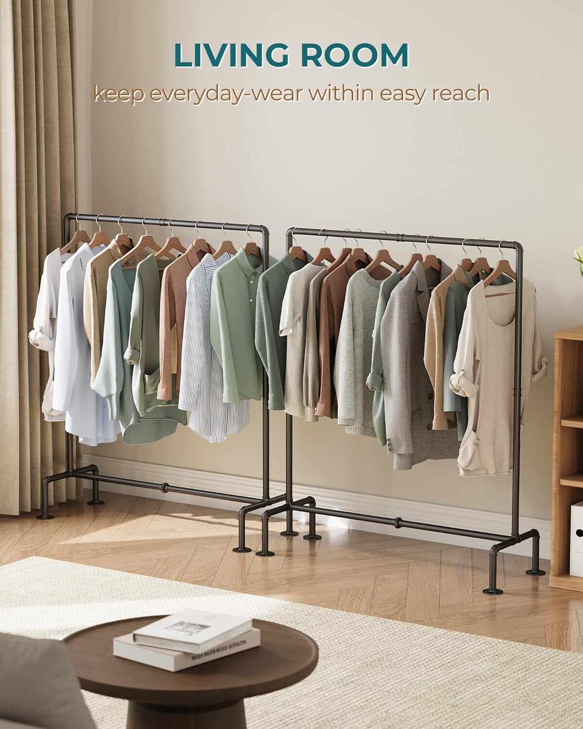 Detachable Industrial Clothing Rack with Stable Feet - Double the Storage Style