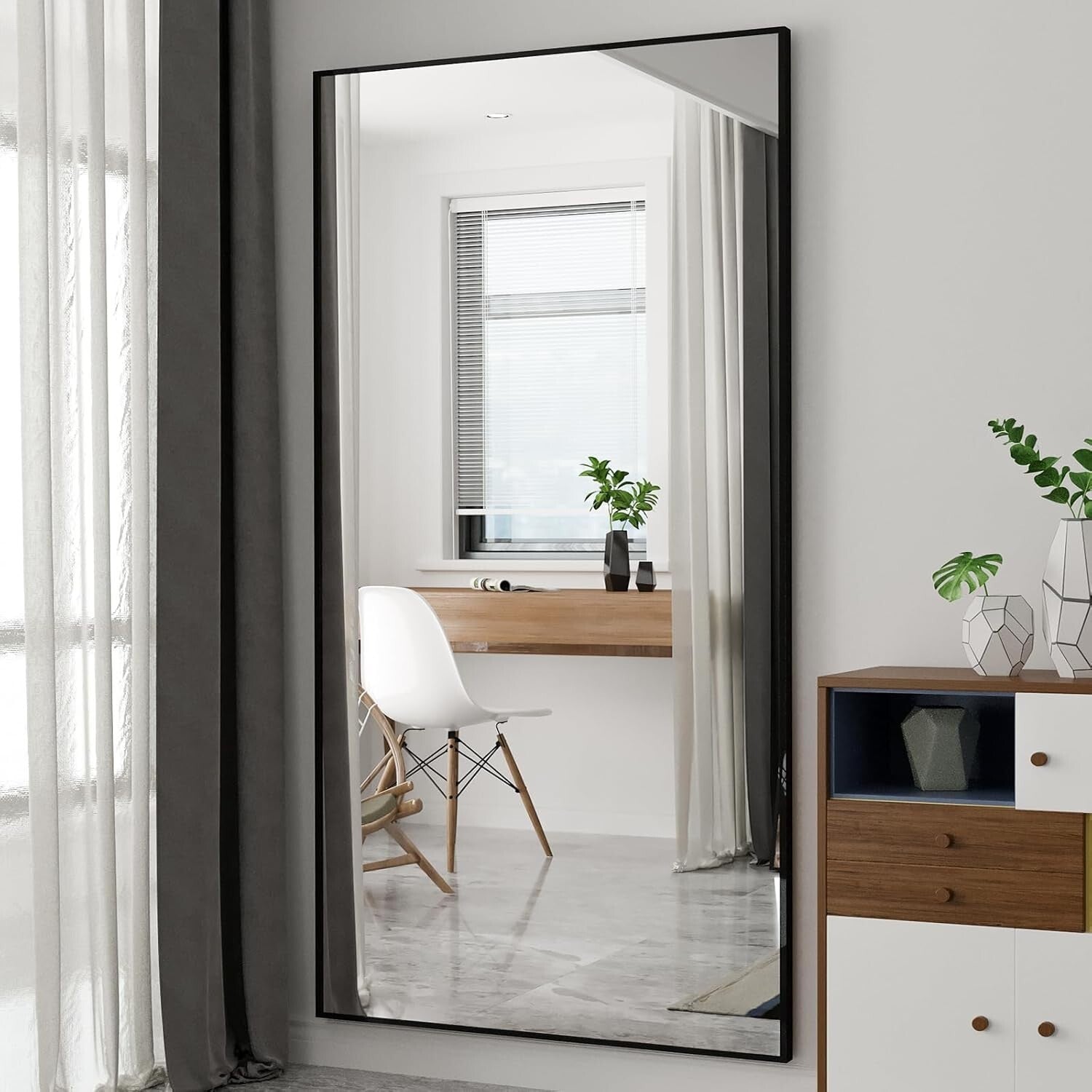 Stunning 76" x 37" Tempered Glass Full Length Mirror with Durable Aluminum Frame
