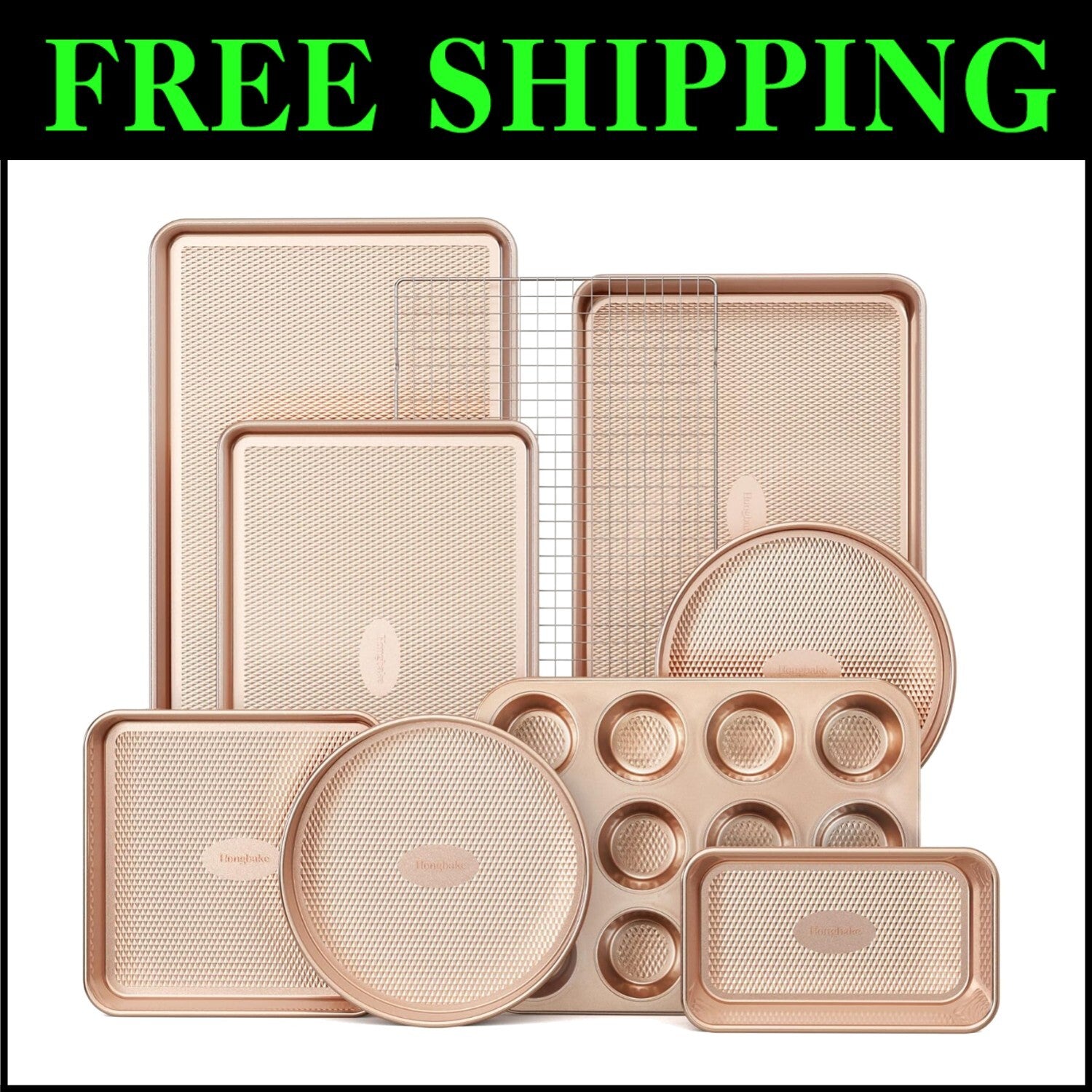 Versatile 9-Piece Baking Pan Set with Diamond Texture for Stylish Cooking