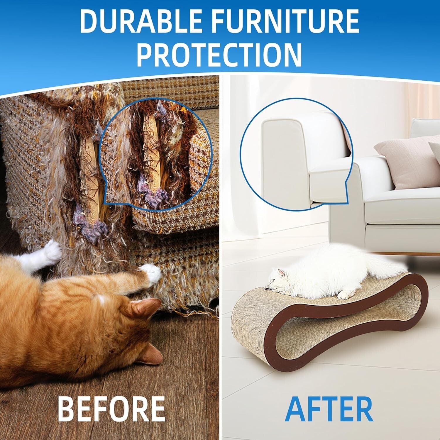 2-in-1 X-Large Cat Scratcher Cardboard with Cozy Lounge & Stylish Infinity Shape