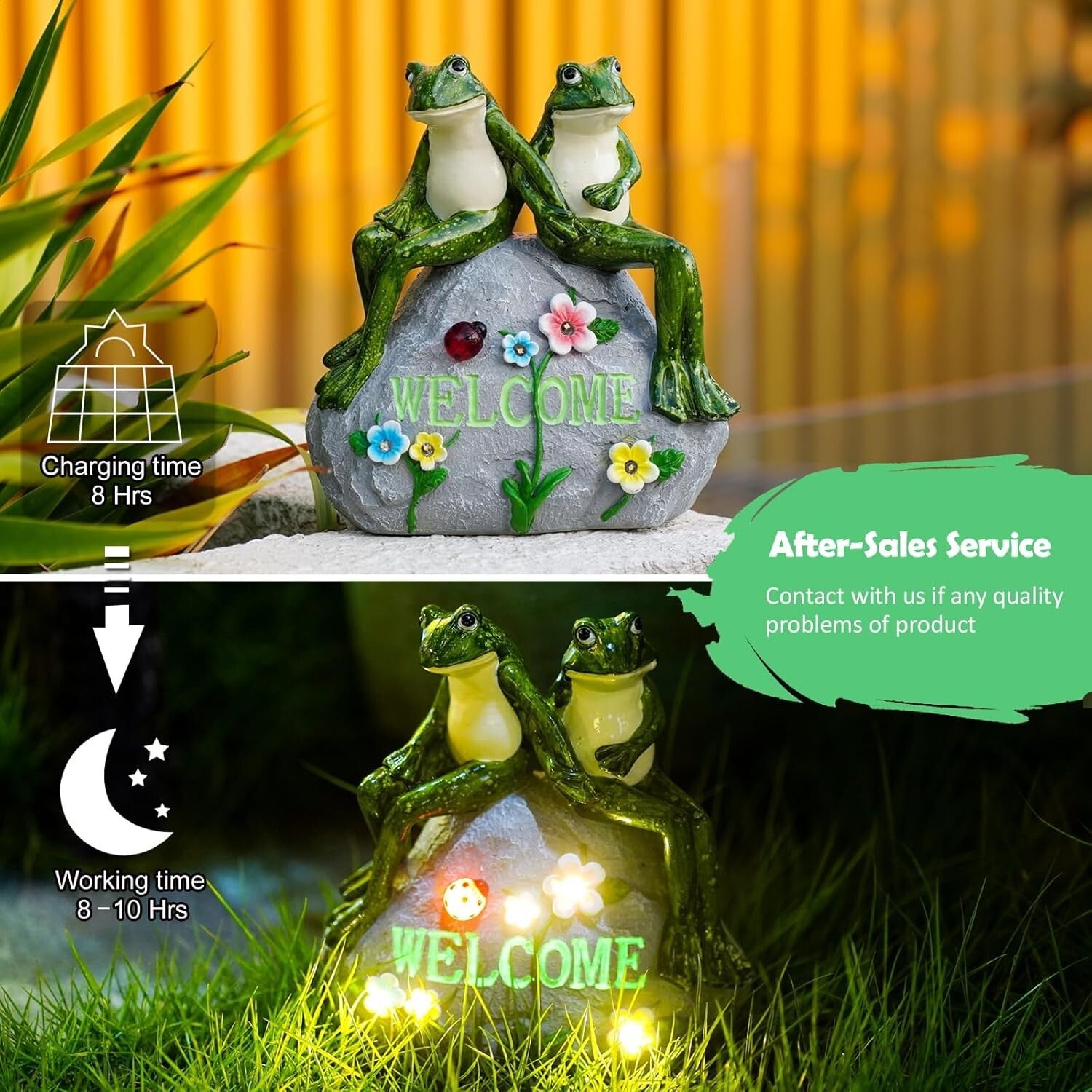 Charming Solar-Powered Frog Statue with Ambiance LED Lighting - Garden Gift