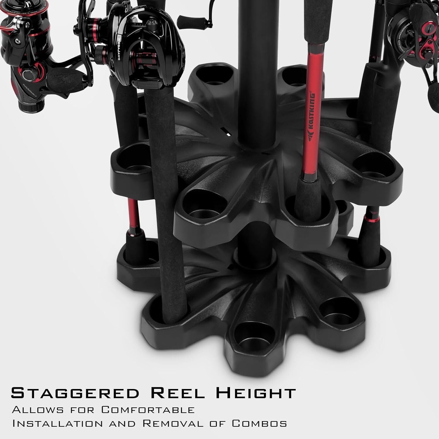 Durable V16 Fishing Pole Rack - Freestanding Design Holds 16 Rods Effortlessly