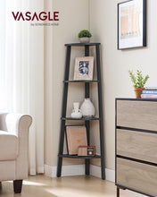 Load image into Gallery viewer, Industrial 4-Tier Corner Shelf Stand - Charcoal Gray &amp; Black - Easy Assembly