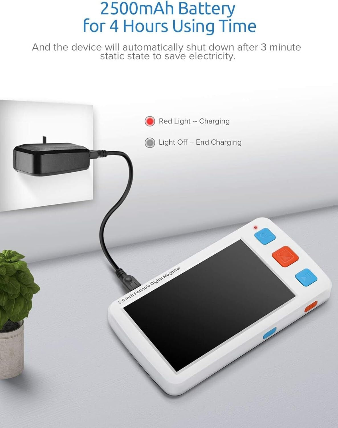 5-Inch Electronic Magnifier with TV Output, 17 Color Settings, & Photo Playback