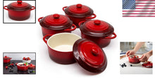 Load image into Gallery viewer, Set of 4 Individual Mini Cocottes, 12 oz - Dishwasher Safe with Rustic Charm
