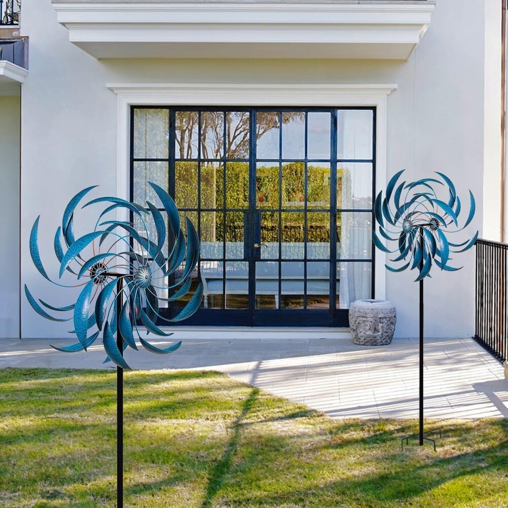 Durable Outdoor Wind Spinner - 80.3 Inch Kinetic Metal Sculpture for Gardens