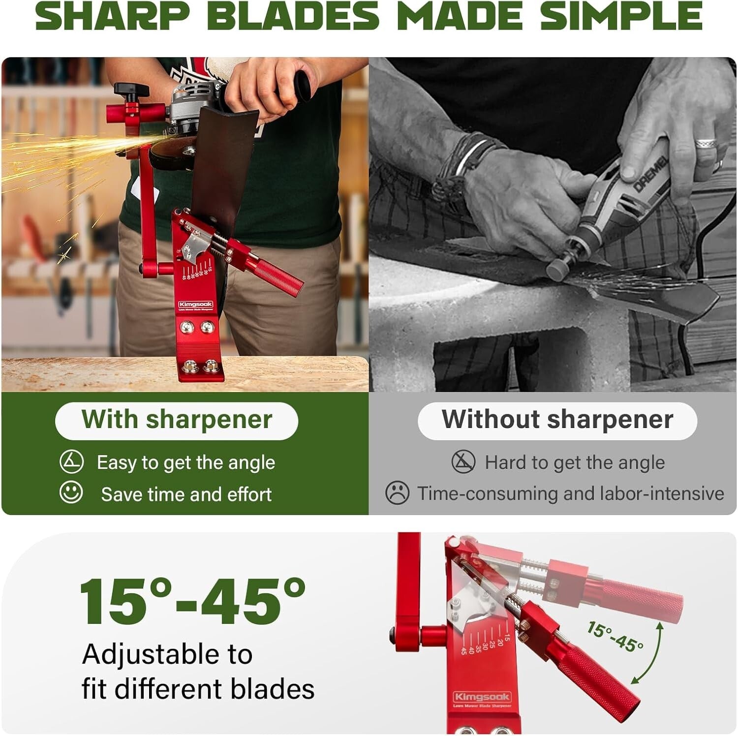 Complete Lawn Mower Blade Sharpening & Balancing Kit - Compact 13.8 x 8.8 Inches