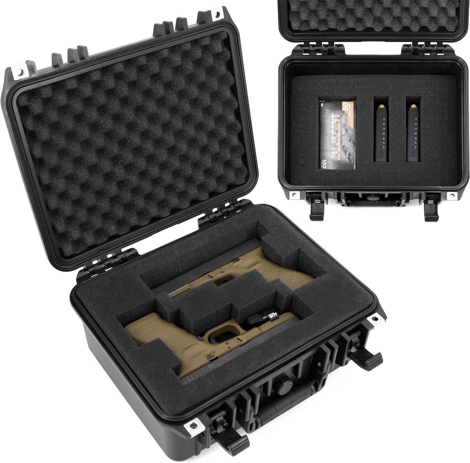 Durable Hard Shell Gun Case for Safe Transport of Two Handguns and Accessories