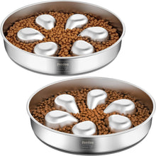 Load image into Gallery viewer, Non-Slip Slow Feeder Dog Bowls - 304 Stainless Steel &amp; Dishwasher Safe, 2 Pack