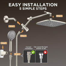 Load image into Gallery viewer, Adjustable 11.8 Inch Rain Showerhead Combo with 6 Spray Modes &amp; Anti-Leak Design