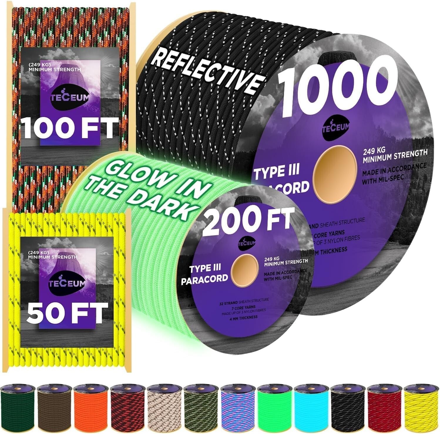 Survival-Grade 1000ft Nylon Rope - Perfect for Outdoor Gear & Craft Projects