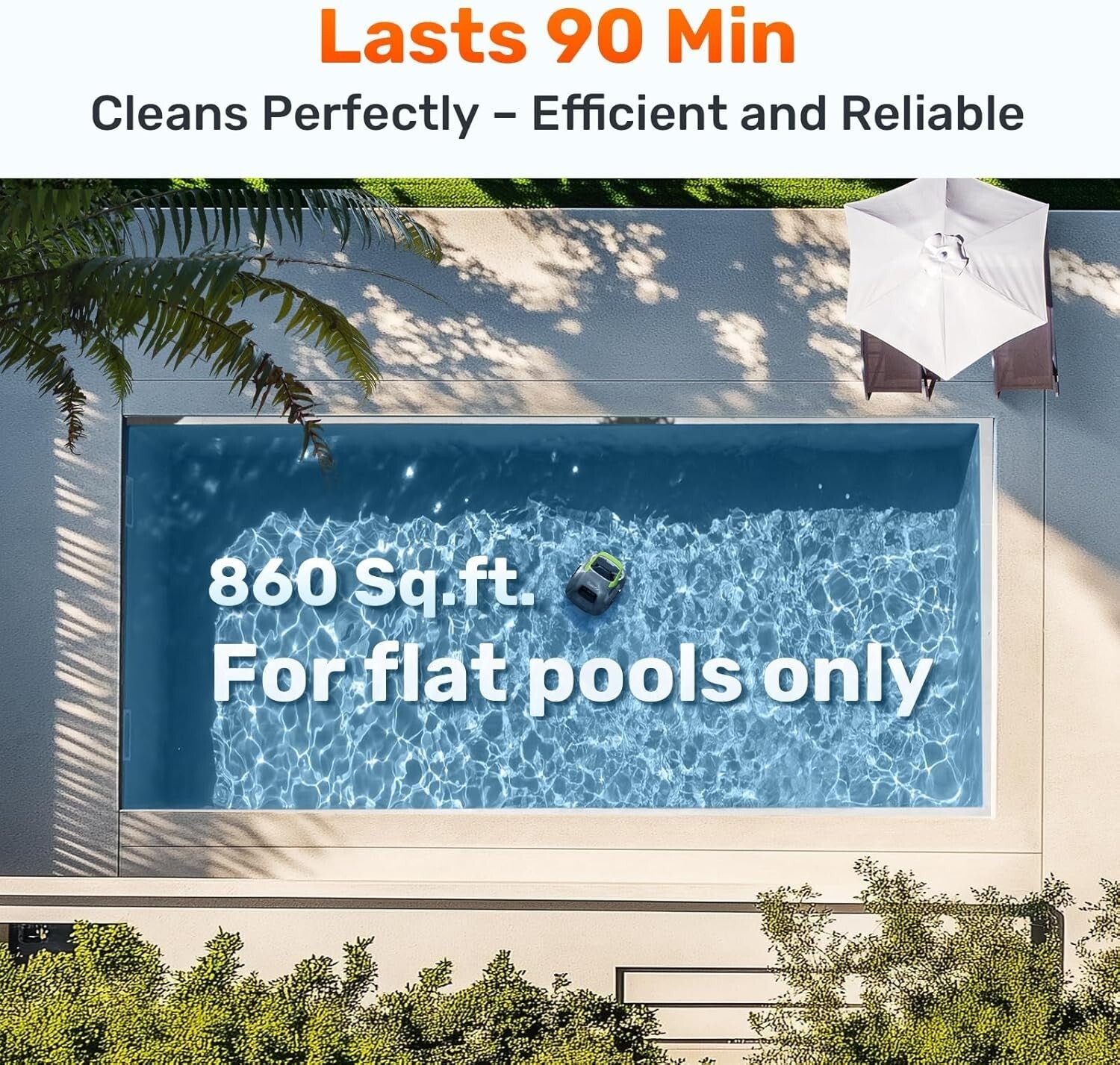 Automatic Cordless Pool Cleaner with Self-Parking - Ideal for Above-Ground Pools
