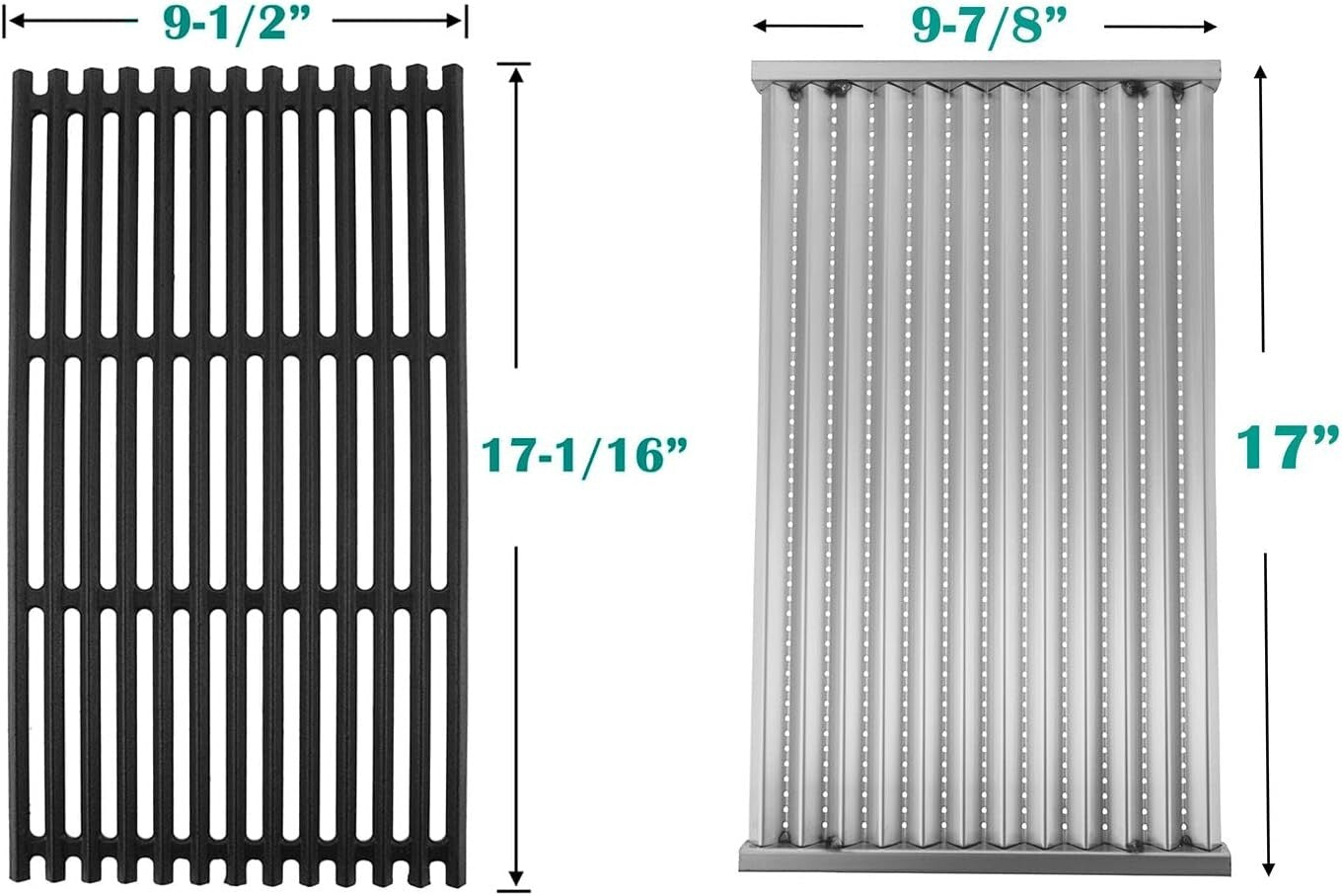 Durable Cast Iron Grill Grates & Emitter Plates - Fits Charbroil 4 Burner Models