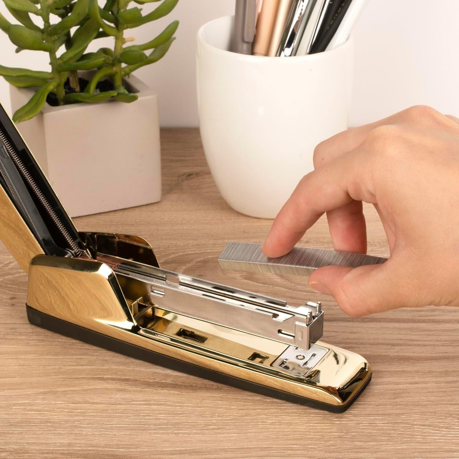Elegant Gold Metallic Stapler - Heavy-Duty, 30 Sheet, Perfect for Office Use