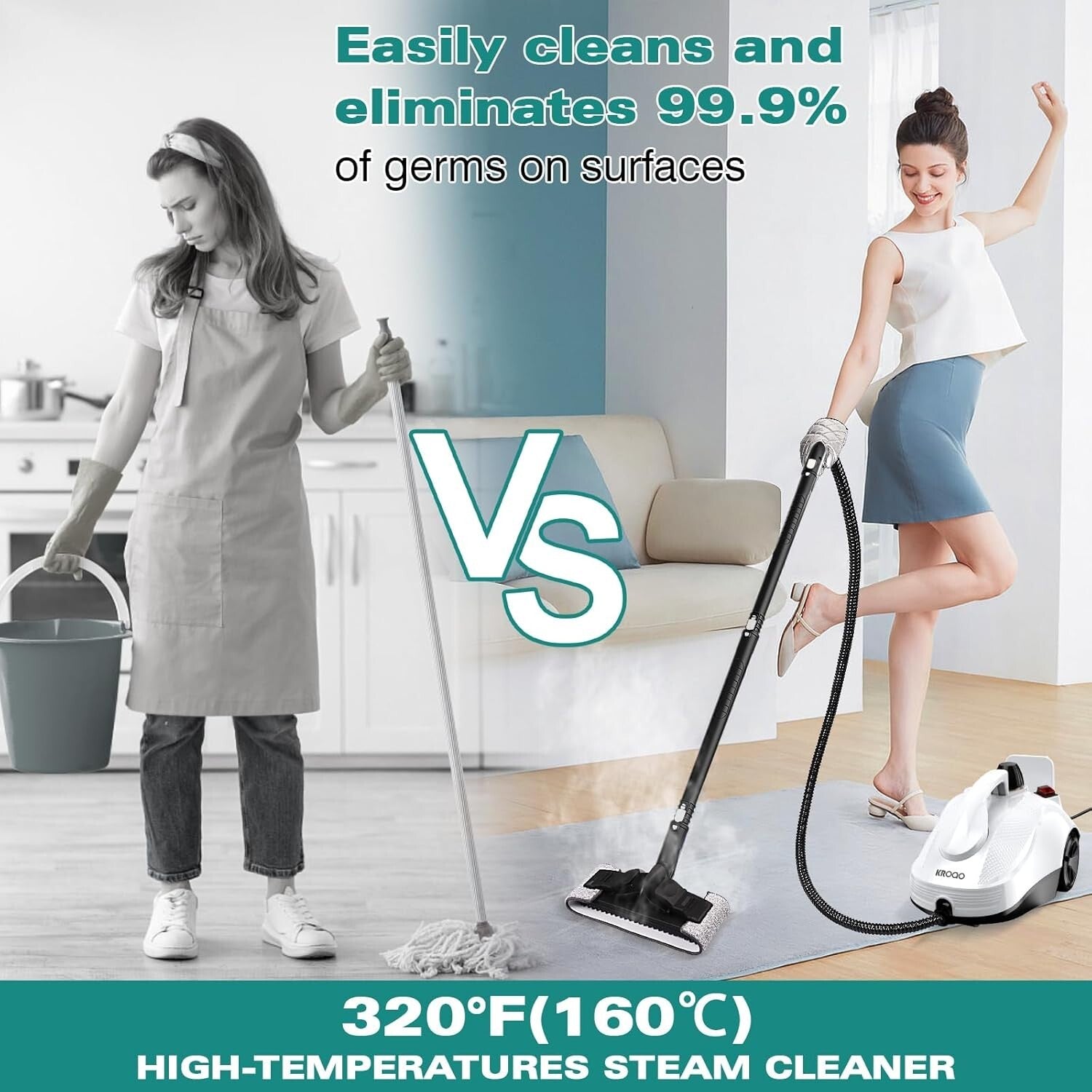 Versatile Steam Cleaner for Floors, Grout & Upholstery - 23 Attachments Included