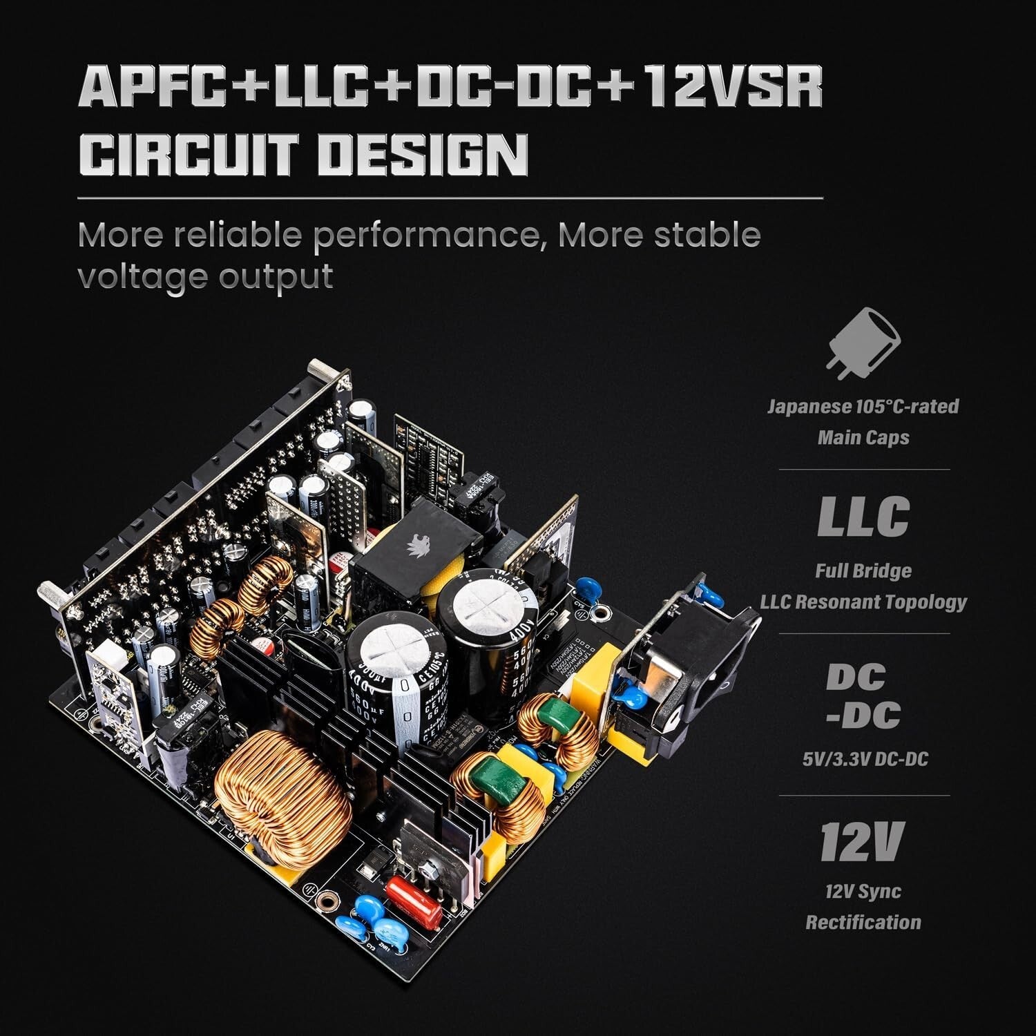 Premium 1300W Power Supply - 80+ Platinum Certified, RGB Lighting & Air Cooling