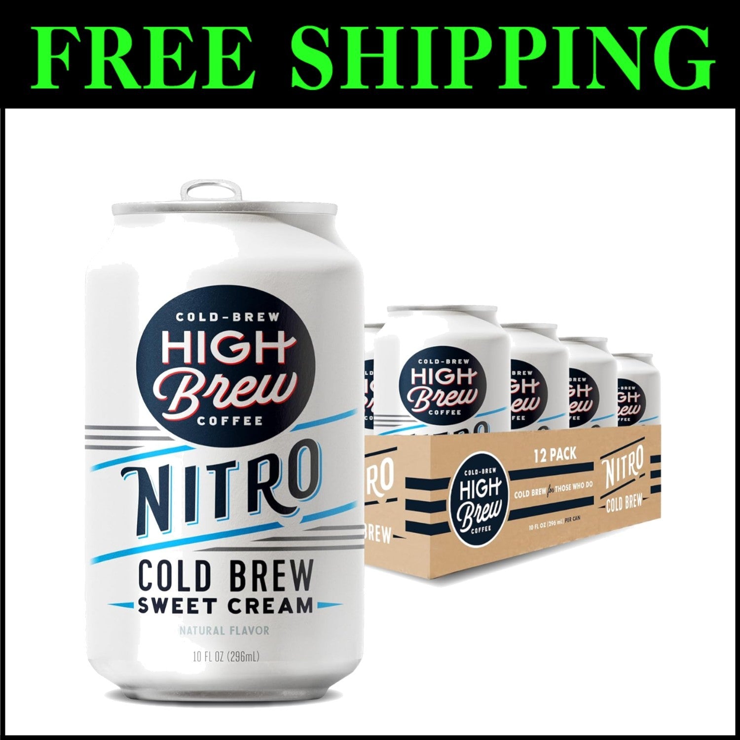 High Brew Nitro Sweet Cream Cold Brew Coffee: 12 Ready-to-Drink Cans, 10 FL Oz