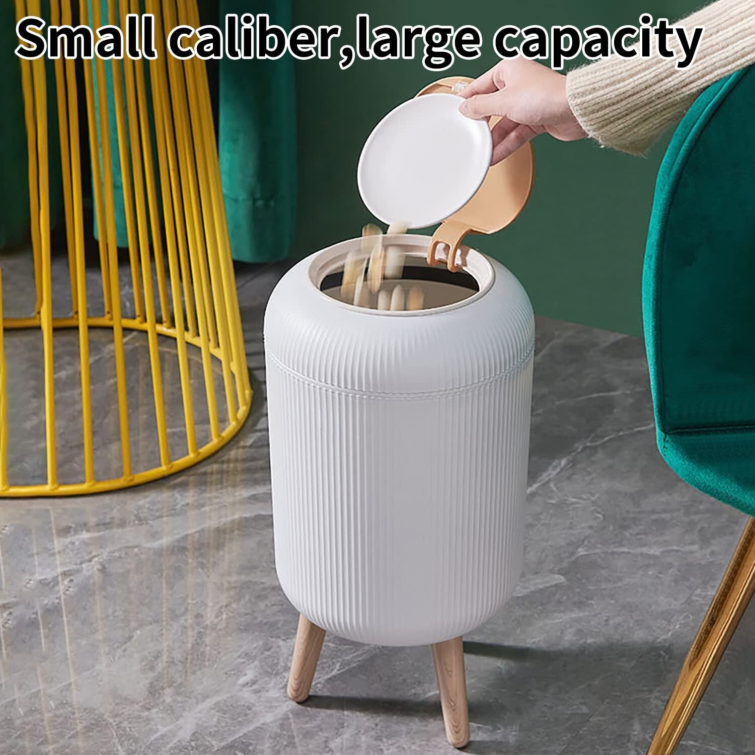 Stylish 10L Round Trash Can with Odor-Proof Lid - Easy Maintenance Solution