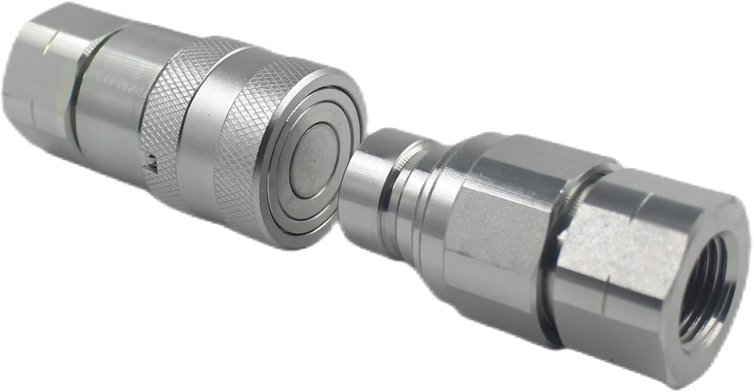 Compact 1/2" SAE-08 Flat Face Coupler - Reliable Quick Connect for Equipment