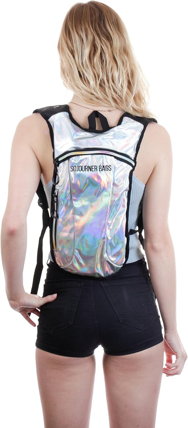Holographic 2L Hydration Pack - Leak-Proof Water Backpack for Festivals & Hiking