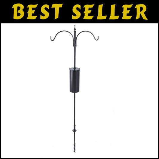 Squirrel-Proof 2 Arm Bird Feeder Pole Set with Durable Baffle & Ground Twister