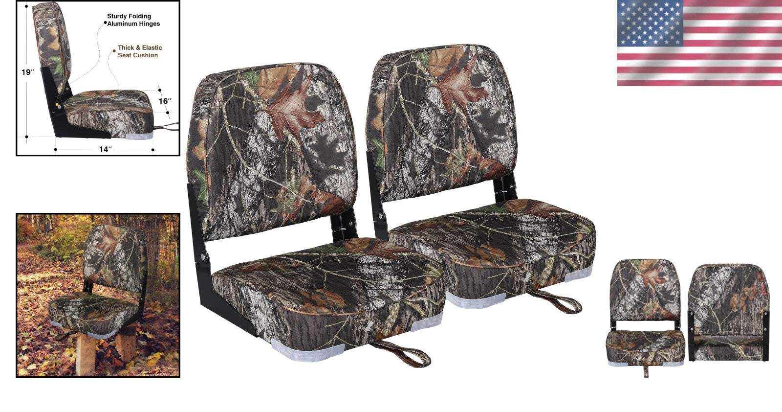 Durable Marine-Grade Vinyl Boat Seats - Ergonomic Pair with Easy Installation