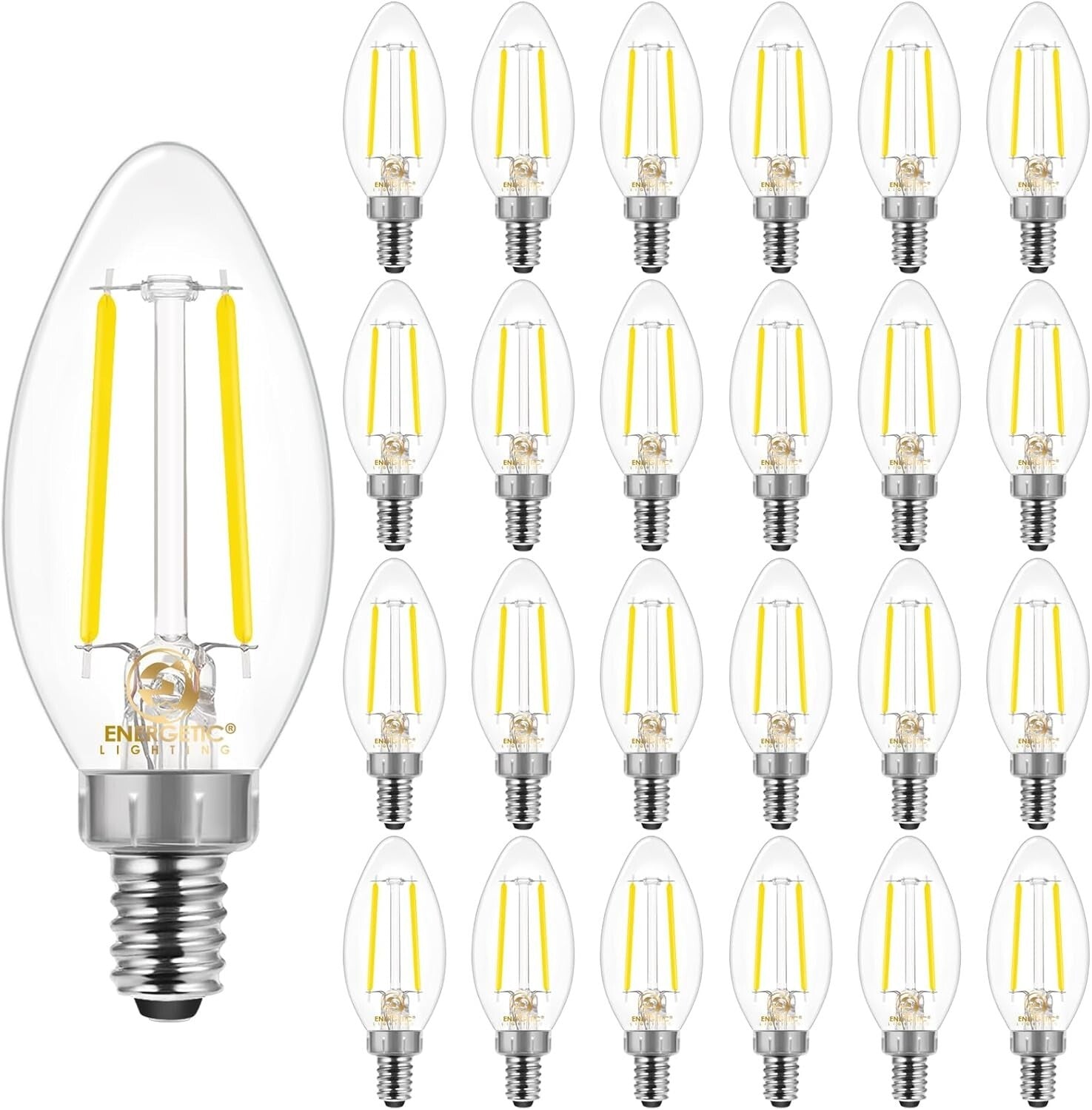 Energetic 24-Pack Dimmable LED Candelabra Bulbs B10, Daylight 5000K E12 Base